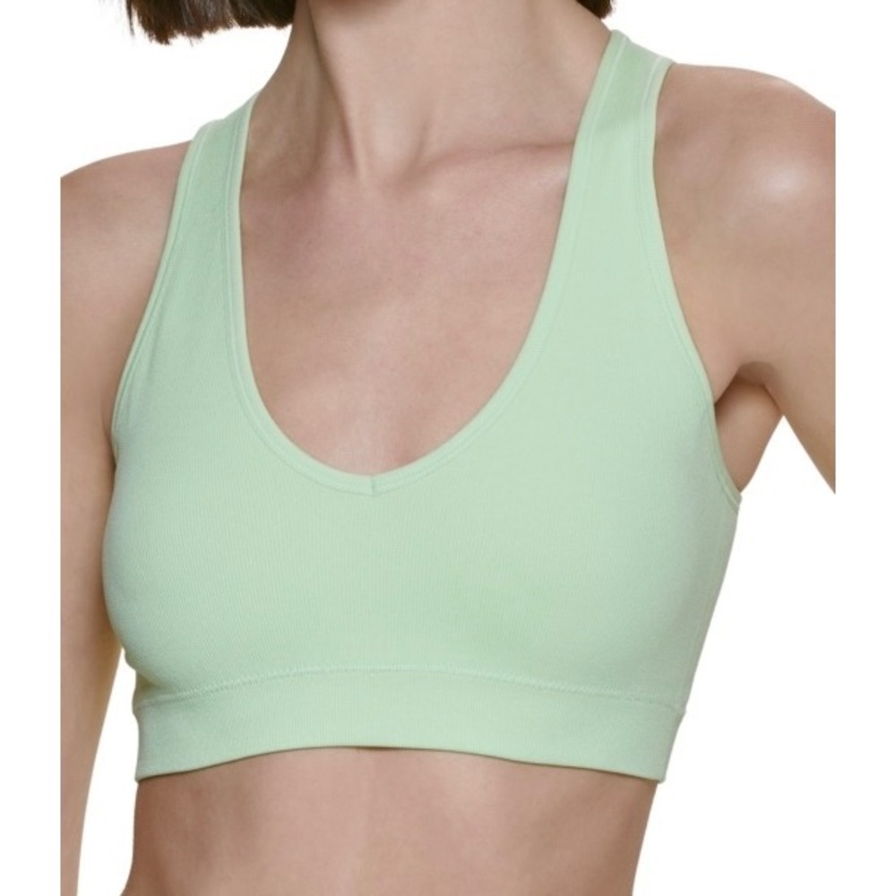 CALVIN KLEIN PERFORMANCE Intimates Green Medium Impact V-Neck Sports Bra Size‎ M
